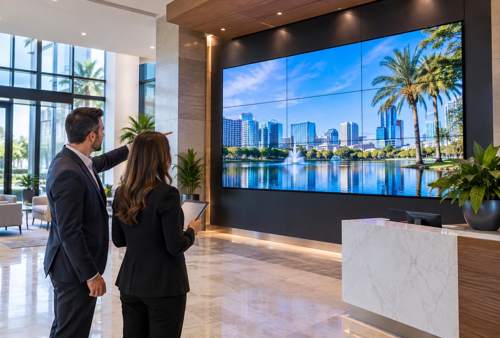 Choosing a Video Wall for Your Central Florida Lobby: Resolution, Bezels, and Content Management