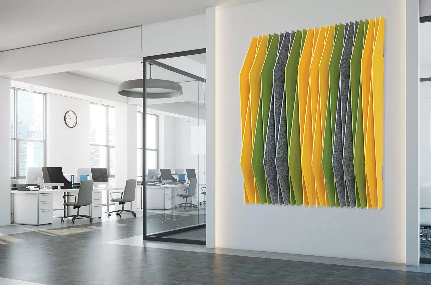 Clean & peaceful office with acoustical treatment installed