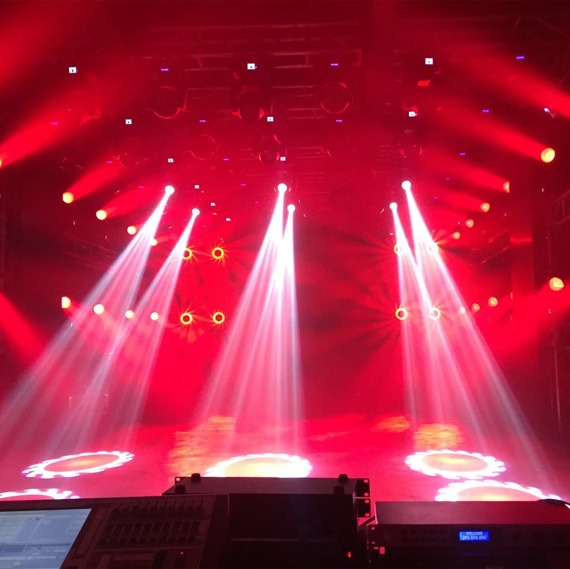 Dramatic theatrical & lighting effects on stage