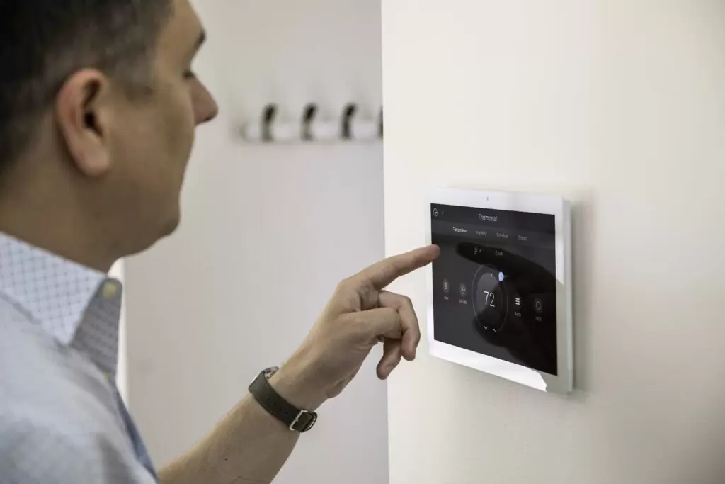 Man using home automation control